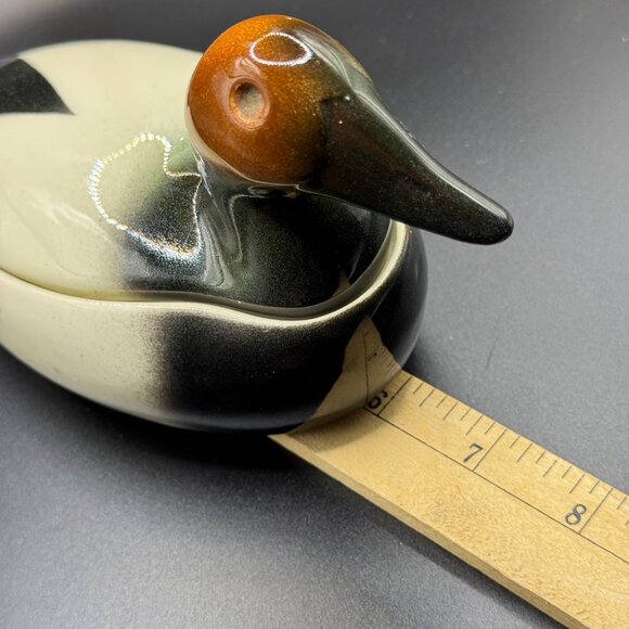 Vintage Ceramic Mallard Duck Trinket Box With Lid Catch All Home Decor - Picture 9 of 13